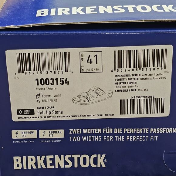 Birkenstock Arizona Sandals Womens 10 EU41 Pull Up Stone Leather 1003154 w Box - Picture 9 of 10